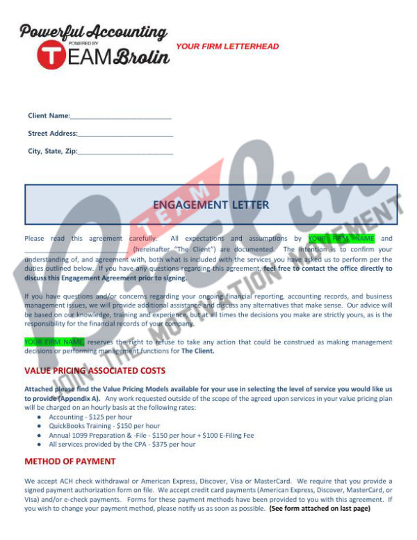 CAS - Engagement Letter and Payment Authorization