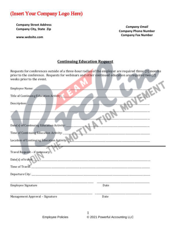 Continuing Education Request Template